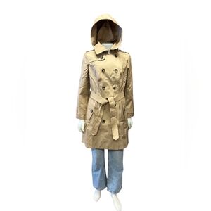 London Fog NWT Belted Trench Coat Double Breasted Tan Size Medium